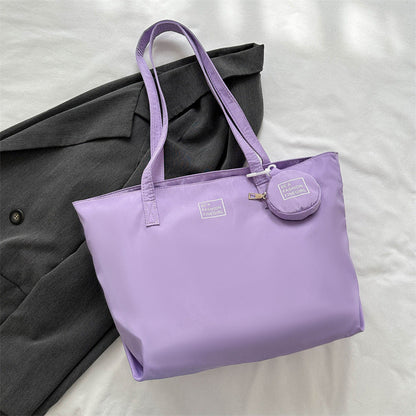 2024 new style trend large capacity fashion casual solid color stylish small hanging bag Oxford cloth commuter tote shoulder bag 