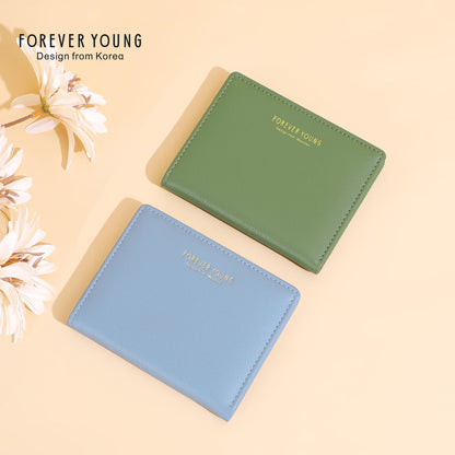 forever young short wallet women's multi-card slot coin purse ultra-thin simple ladies wallet solid color wallet 