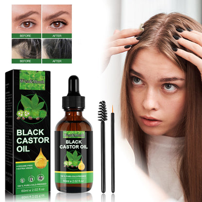 West&amp;Month Castor Oil Hair Serum ផ្តល់សំណើមដល់ឫសសក់ ពង្រឹងរោមចិញ្ចើម និងធ្វើឱ្យរោមភ្នែកក្រាស់ និងវែងជាងមុន។ 