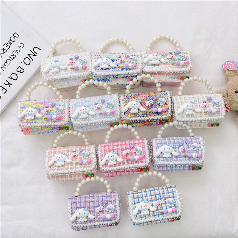 Fashion Pearl Handbag Children's Bag Simple Chain Girls Messenger Bag Beaded Mini Parent-child Shoulder Bag Wholesale 