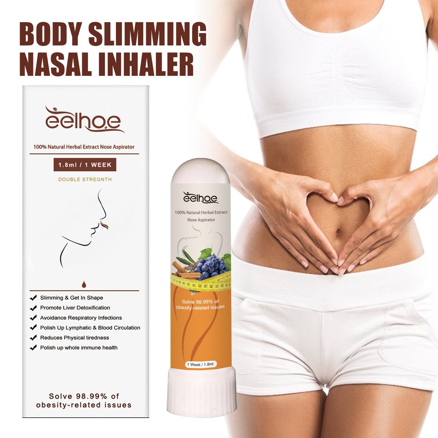 EELHOE Slimming Nasal Inhaler បំបាត់ការតឹងច្រមុះ និងភាពមិនស្រួល ធ្វើឱ្យស្បែកស្ដើង និងតឹងណែន ប្រដាប់ស្រូបចូលច្រមុះ ងាយស្រួលយកតាមខ្លួន 