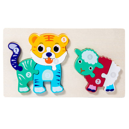 Cross-border children's wooden early education food chain animal color matching cognitive 3d three-dimensional jigsaw puzzle educational toys