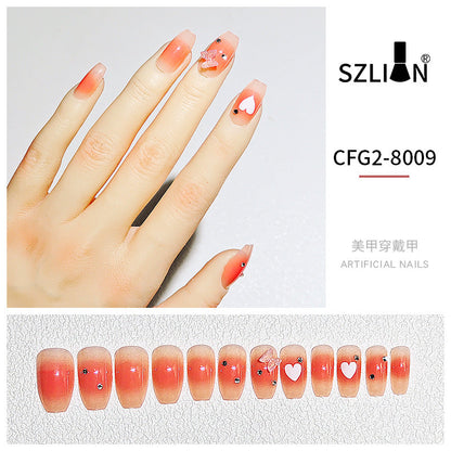 Cross-border special wearable nail tips wholesale French simple ice transparent nail art finished product detachable nail stickers