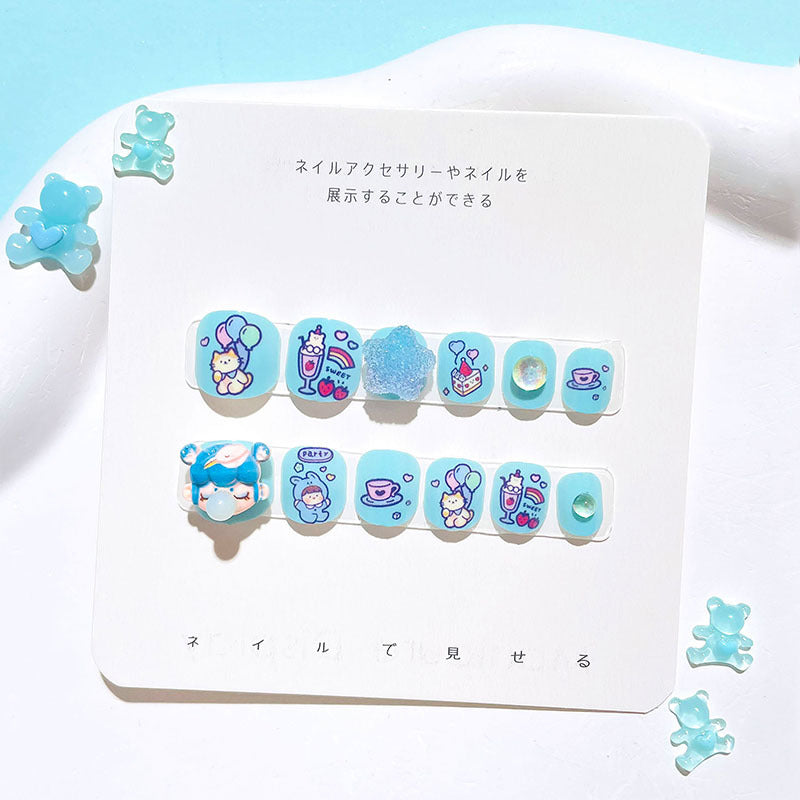 2024 new nail art stickers for children and girls with diamond nail stickers for wearing nail art nail stickers with jelly glue