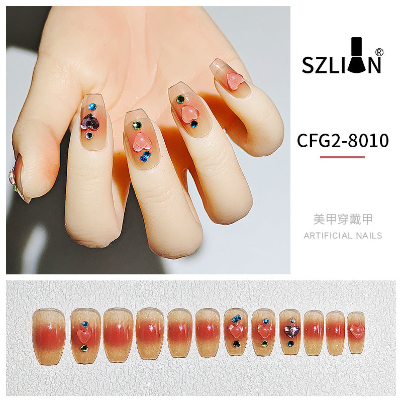 Cross-border special wearable nail tips wholesale French simple ice transparent nail art finished product detachable nail stickers