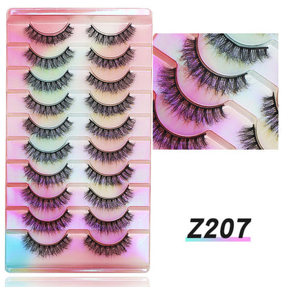 Dingsen false eyelashes manufacturer cross-border stable supply hot eyelashes European and American curling eyelashes 10 pairs