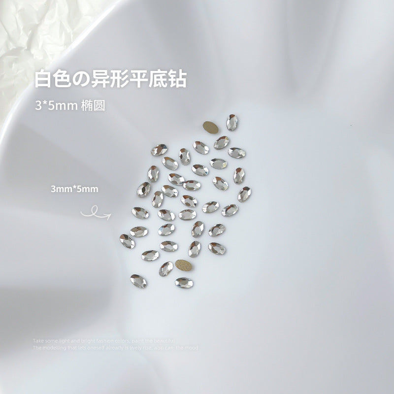 Nail jewelry flat bottom special shaped diamonds large and small mini water drop love square diamonds transparent diamonds white crystal wholesale