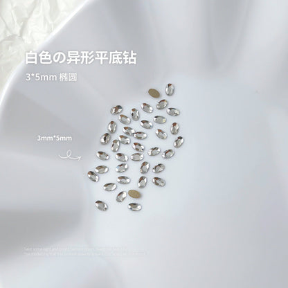 Nail jewelry flat bottom special shaped diamonds large and small mini water drop love square diamonds transparent diamonds white crystal wholesale