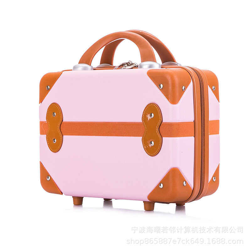 Retro mini suitcase 14 inch makeup box wedding dowry travel small box cosmetic bag boarding suitcase female 