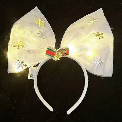 Christmas cute glittering plush snowflake bell headdress bow headband night market stall performance props