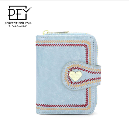 Perfect For You Women's Coin Purse Fashion Short Bi-fold Wallet Simple Ultra-thin Card Holder ins Wallet 