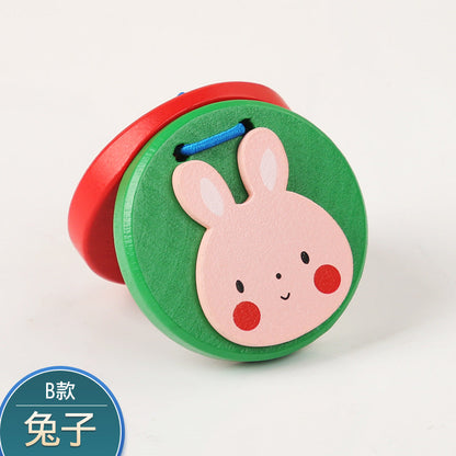 Children's wooden variety of cartoon animal castanets Orff musical instruments round early childhood enlightenment educational musical instrument board