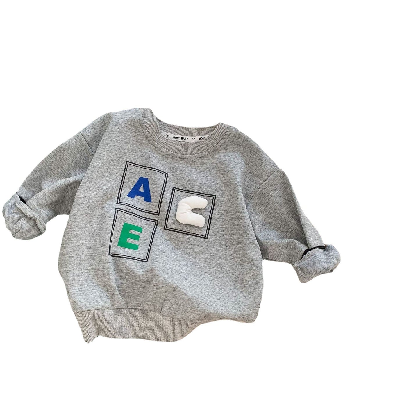 Children's sweatshirt 2023 Bangcheng spring new product boy Korean version three-dimensional letter sweatshirt baby pullover C0189