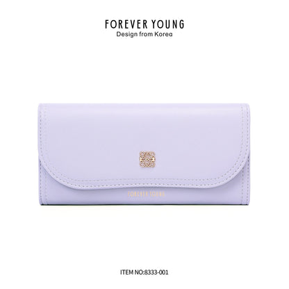 forever young Korean version large capacity PU new wallet ladies long mobile phone bag multi-card clutch bag 