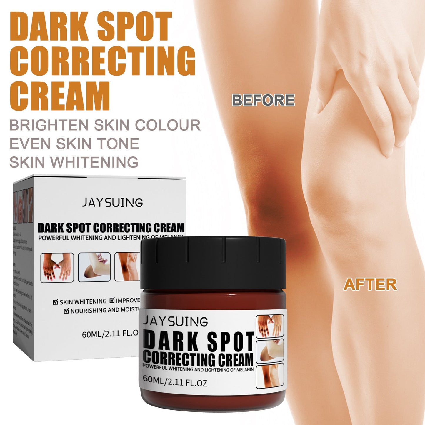 Jaysuing joint black removal cleansing cream fades melanin whitening moisturizing body skin care exfoliating cream 