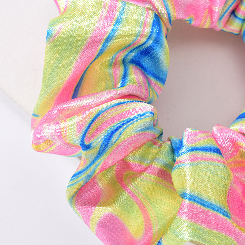 2022 new cross-border French large intestine hair band hair rope female tie-dye head flower European and American ethnic style hair ponytail hair band