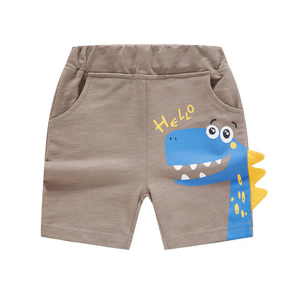 Children's summer shorts boys 2024 new cartoon dinosaur children's shorts boys pants trendy one piece delivery