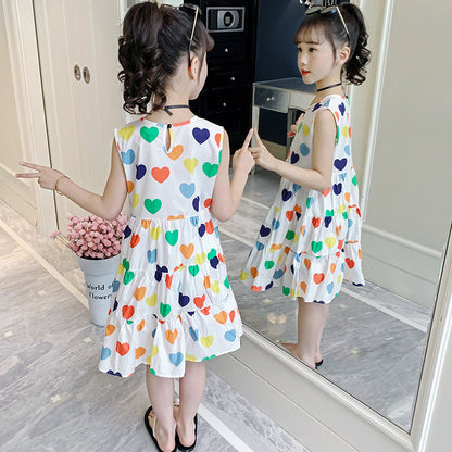 Girls summer vest dress 2024 new style children's cotton dress sleeveless princess dress Korean version suspender skirt