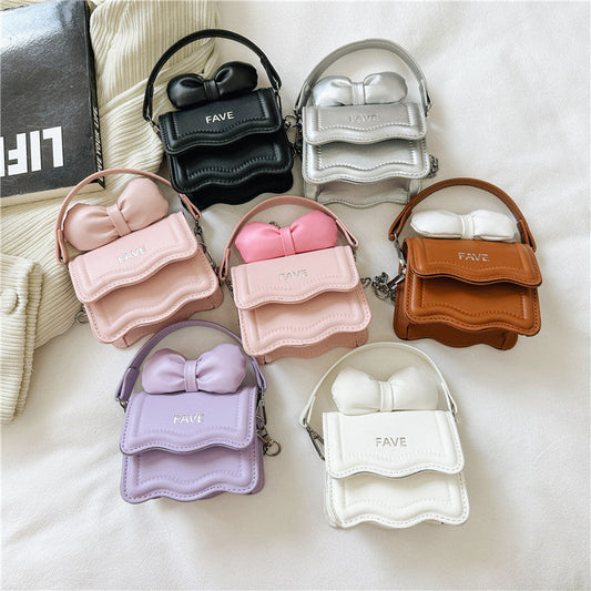 New style children's mini square bag female personality bow handbag fashion parent-child lipstick messenger bag wholesale 