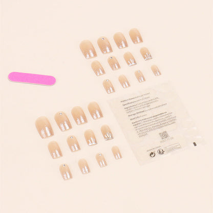 Wearable nail wholesale Xiaohongshu hot-selling medium and long gold glitter nail art nail pieces finished nail stickers jelly glue