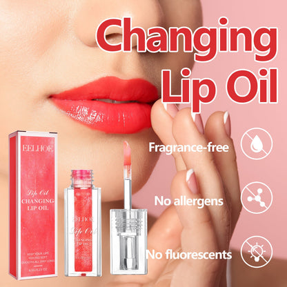 EELHOE color-changing lip oil dilutes lip lines, moisturizes, removes dead skin and makes lips plump and plump in multiple colors 