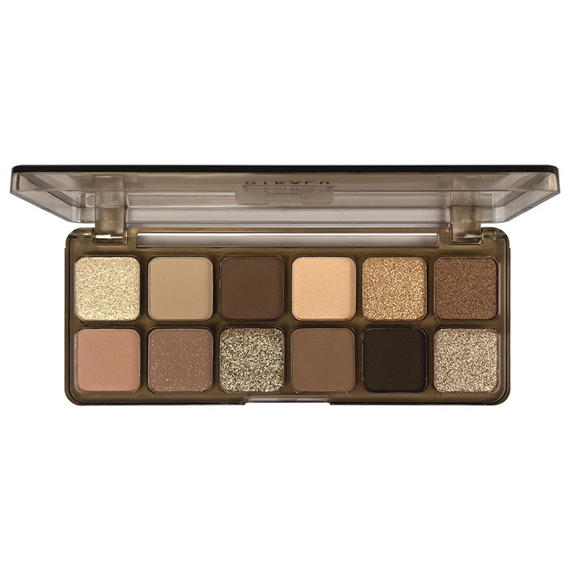 DIKALU 12 color eye shadow cement palette raw neutrals matte earth color milk tea palette blush cross-border