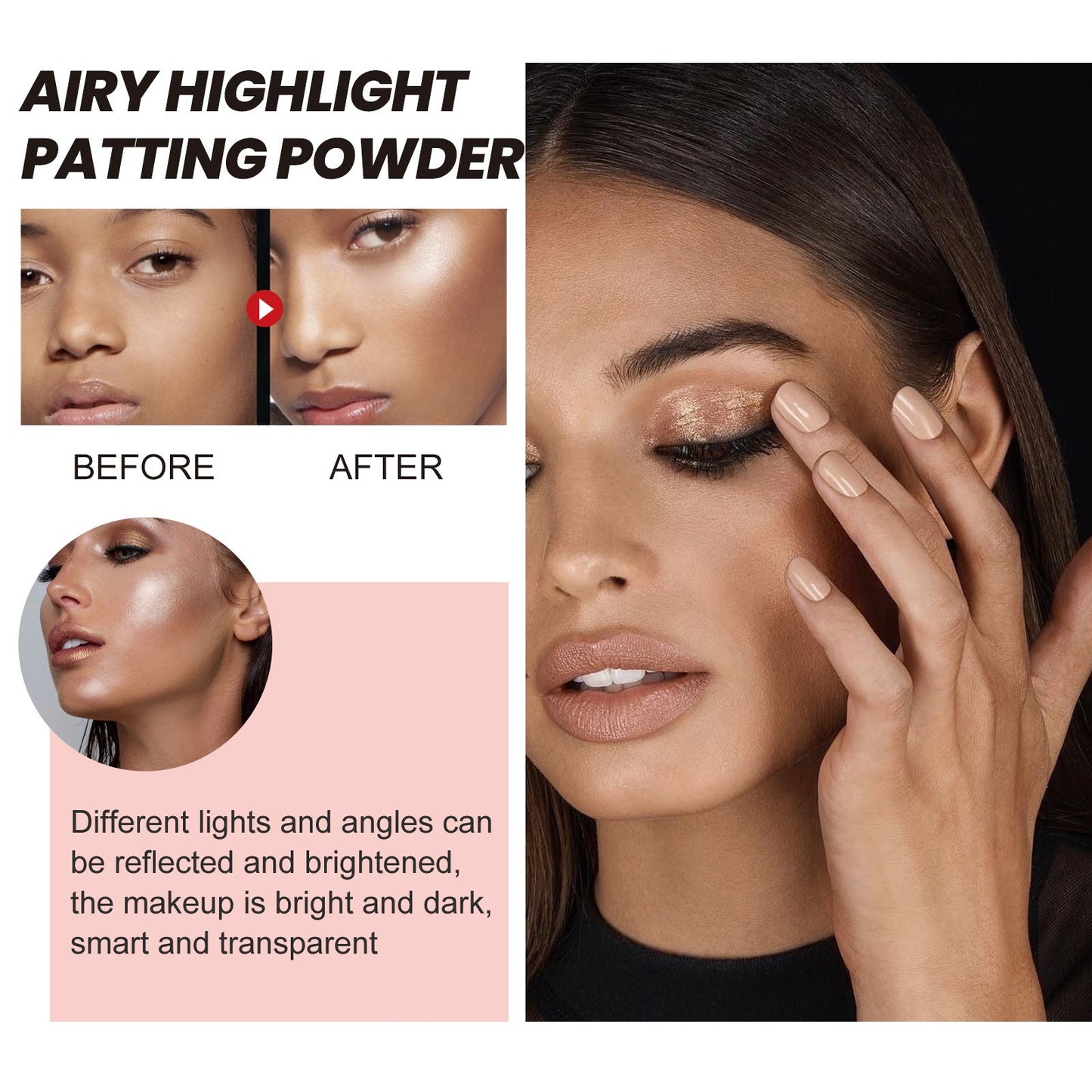 EELHOE Highlight Powder Light Highlight Brightens Natural Three-dimensional Contouring Powder Beach Highlight Full Body Sexy 