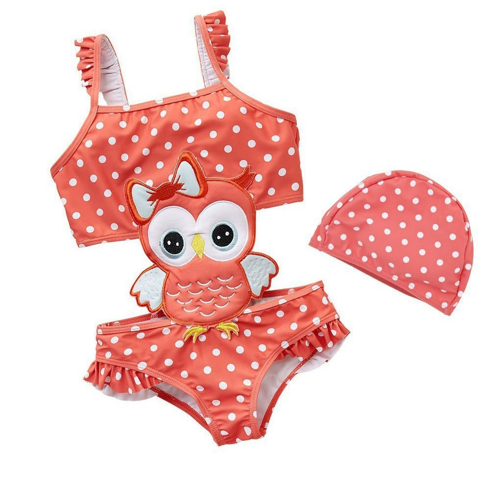 Ready-made girls swimsuit Korean style fashion striped one-piece swimsuit 2 large children 1-8 years old cute cartoon swimsuit