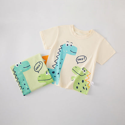 Brand source cross-border children's clothing wholesale summer new products children's short-sleeved T-shirt boy baby clothes cartoon dinosaur INS