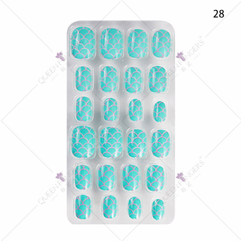 Zhifei nail art 24 pieces bagged wearable wearable nail pieces finished nail art children's nail art finished nail pieces