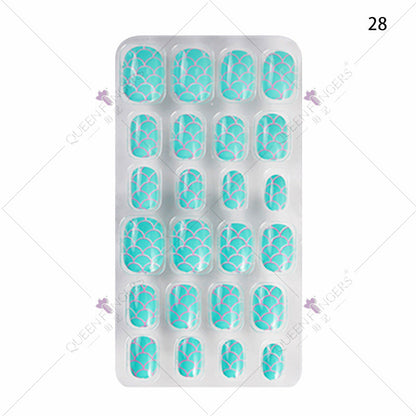 Zhifei nail art 24 pieces bagged wearable wearable nail pieces finished nail art children's nail art finished nail pieces