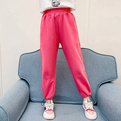 Girls sports pants spring outdoor wear thin 2024 new children's trousers loose leggings spring and autumn sweatpants trend