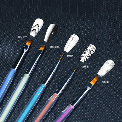 High-quality manicure Japanese manicure Aurora light therapy pen color painting smudge hook line drawing pen nail salon professional brush