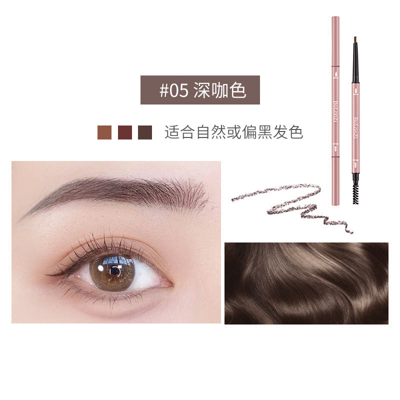 BOLONZI Morandi ultra-fine double-headed eyebrow pencil small triangle machete slender waterproof and sweat-proof not easy to smudge wholesale 