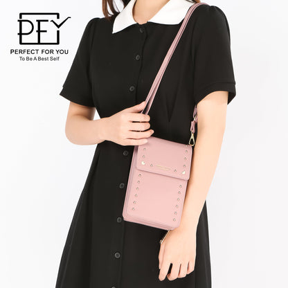 2024 new mobile phone bag Korean women's bag simple and versatile large capacity vertical one-shoulder crossbody mini bag 