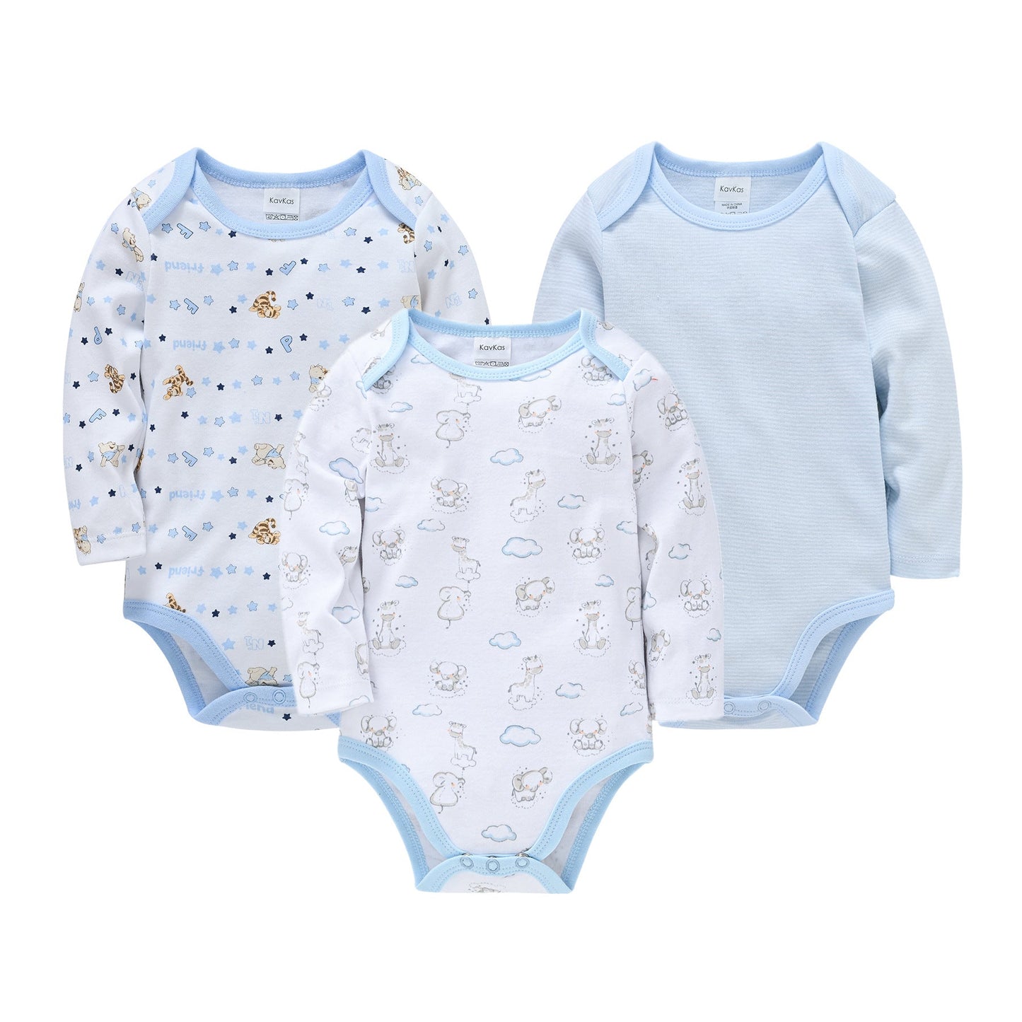 Baby cartoon newborn onesie baby envelope collar long sleeve triangle romper three-piece baby romper