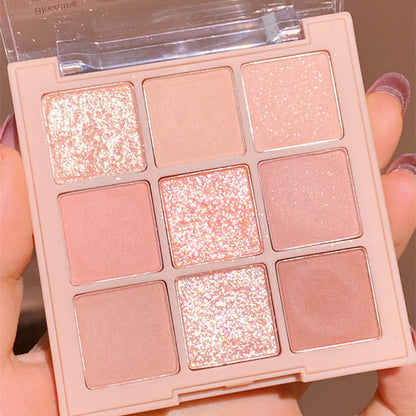 DIKALU Milk Tea Nine-color Eyeshadow Nine-grid Eyeshadow 9-color Transparent Acrylic Plate Bead Matte Nude Color Cross-border