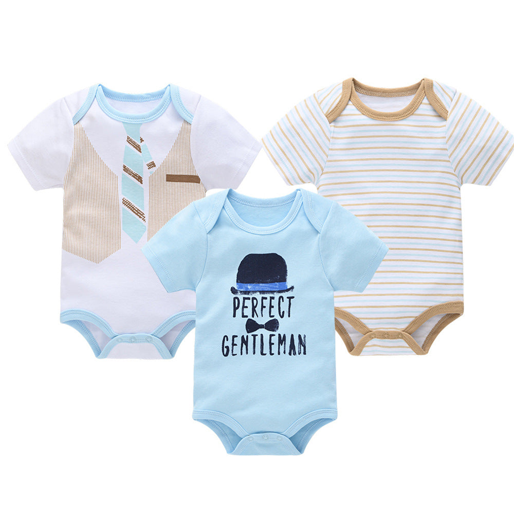 romper baby clothes 3-piece set baby summer European and American bodysuit short-sleeved baby jumpsuit cross-border manufacturer