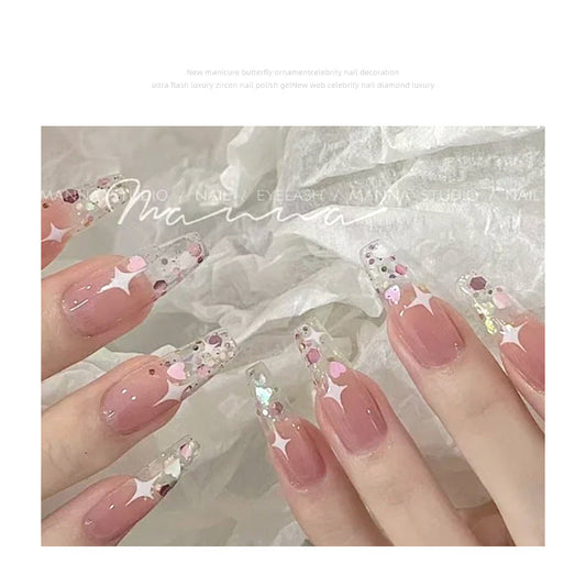 Nail art ultra-thin sequins Japanese style pink and blue love twinkling star sweetheart macaron color polka dot hexagonal sequins mixed