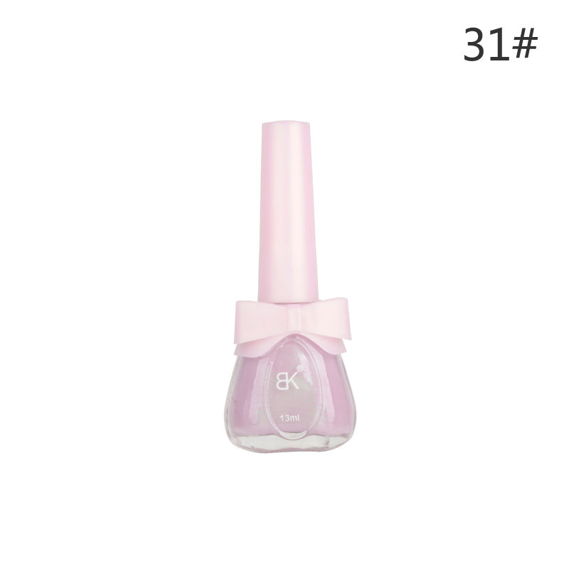 BK new bow seven-day water-based nail polish pure color free baking summer net red white macaron 13ml 