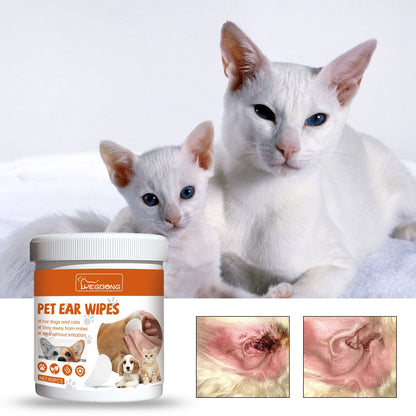 Yegbong Pet Ear Wipes Pet Ear Gentle Cleansing Deodorizing Ear Mites Ear Wax Cleaning Products 