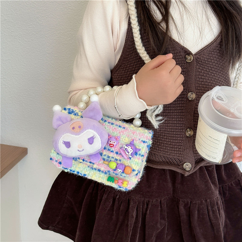 New exquisite children's bag fashionable girl chain shoulder crossbody bag trendy princess style handbag small square bag 