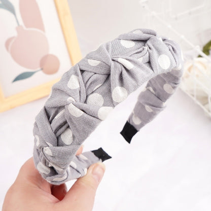 French headband for women Korean style simple small fresh five knot head buckle temperament fabric wide edge wave dot pressure headband hair cave