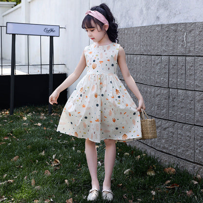 Children's suspender skirt girls dress cotton 2024 new summer girl Korean version princess dress floral vest skirt