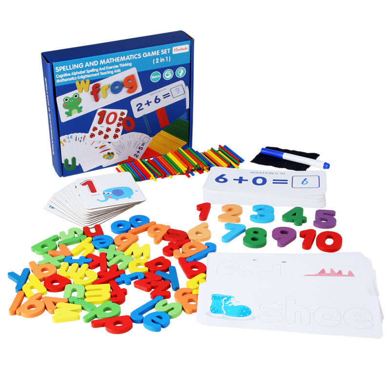 Spelling words and learning numbers two-in-one teaching aids wooden children's letter matching number enlightenment cognitive early education toys