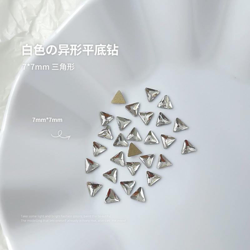 Nail jewelry flat bottom special shaped diamonds large and small mini water drop love square diamonds transparent diamonds white crystal wholesale