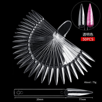 跨境美甲色板50pcs扇形色卡 指甲油色板练习甲片甲油胶展示板批发
