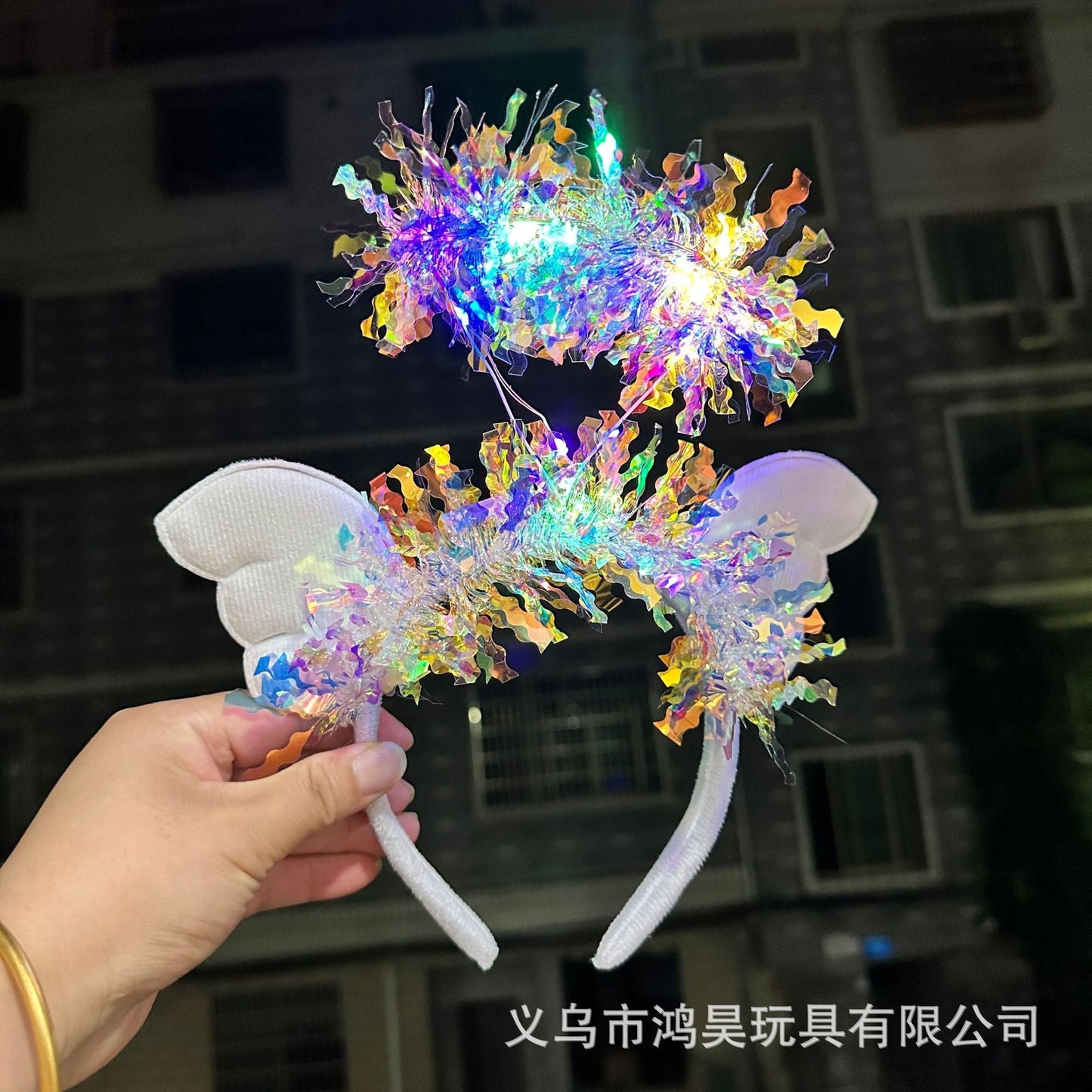 New Glowing Gold Wire Glitter Angel Wings Headband Angel Wings Internet Celebrity Fairy Headdress Manufacturer Wholesale