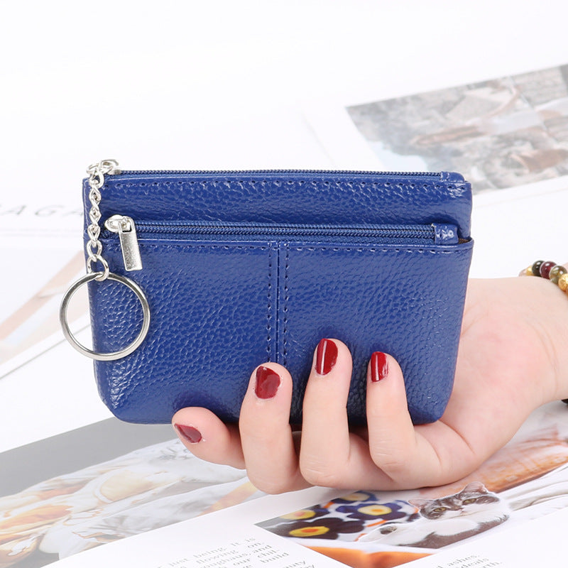 Genuine leather women's coin purse coin card holder short small handbag zipper key bag mini wallet wholesale 