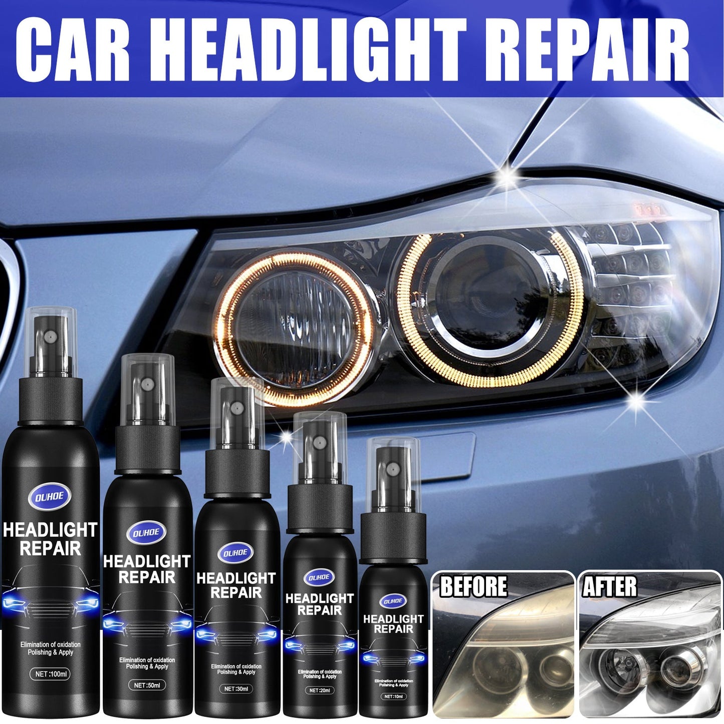 OUHOE headlight repair spray car headlight lampshade scratch polish car headlight repair refurbishment repair agent 